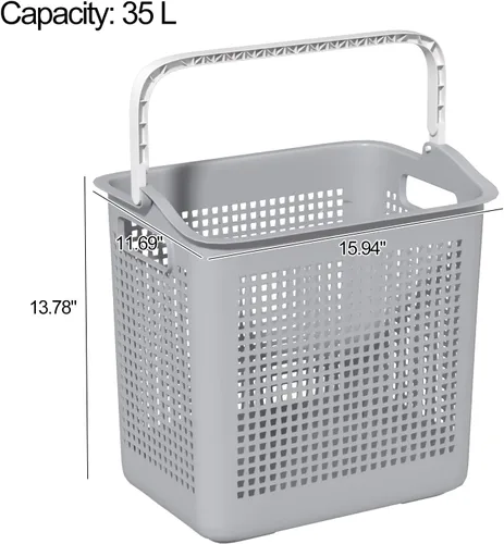 Vista 2 de Taysisiter - Cesta de plástico para ropa sucia con asa, 35 L, 4 paquetes