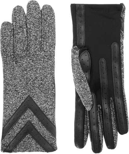 isotoner - Guantes para mujer de elastano y vellón con detalles estilo chevrón para clima frío, compatible con pantallas táctiles