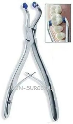 Nuevo removedor de pinza de corona dental en ángulo, acero inoxidable alemán+2 almohadillas extra gratis