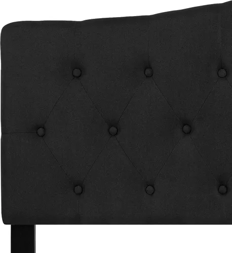 Vista 27 de BizChair Cabecero tapizado capitoné tamaño individual en tela blanca