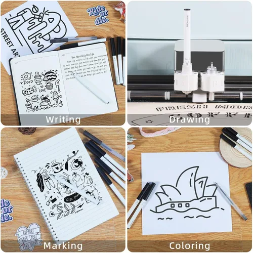 Vista 4 de REALIKE Variedad de bolígrafos para Cricut Maker 3/Maker 4/Maker/Explore 3/4/Air 2/Air, juego de 7 bolígrafos negros, incluye bolígrafo de punta
