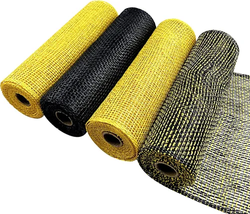 Vista 9 de 4 rollos de malla de arpillera de poliéster de 10 pulgadas, rollos de malla de arpillera de poliéster verde para decoración de Navidad, fabricación