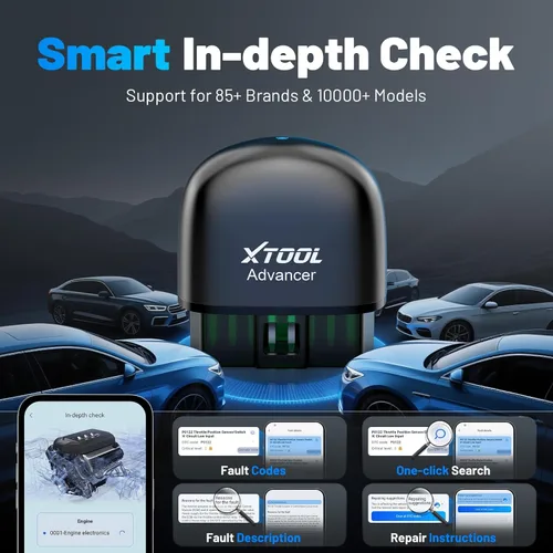 Vista 4 de XTOOL Advancer AD20 Pro Escáner Inalámbrico OBD2 Herramienta de Diagnóstico, Lector de Códigos de Automóvil para iPhone y Android, Herramienta