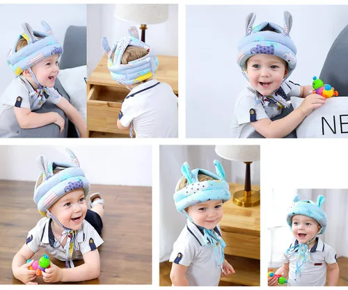 Vista 7 de Casco de seguridad para bebé, sin golpes, con cojín de seguridad para la cabeza, gorra protectora ajustable, sombrero de protección para niños