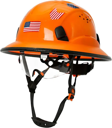 Vista 10 de Cascos De Construcción de ala completa Cascos de seguridad aprobados por OSHA con visera transparente - Casco de seguridad de construcción ventilado