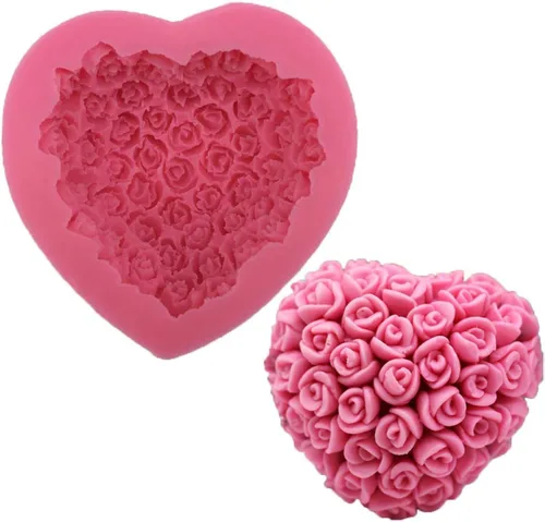 Vista 11 de OBTANIM Molde de silicona para fondant, 21 cavidades, rosa, flor, pastel, cupcake, decoración superior, molde para chocolate, caramelo hecho a mano