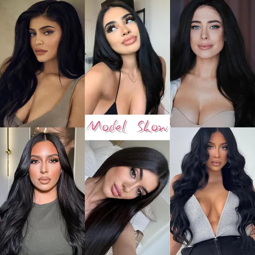 Vista 7 de Extensiones de cabello humano real con clip, 8 piezas, color negro azabache, extensiones de cabello humano 100% Remy, extensiones de cabello real