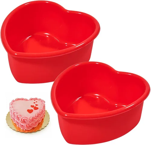Vista 10 de Mini molde de silicona de 4 pulgadas para tartas de corazón, paquete de 2 moldes antiadherentes para el día de San Valentín, aniversario