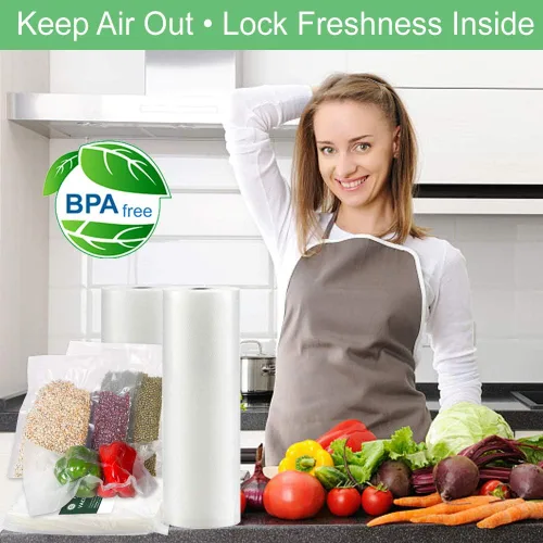Vista 4 de O2frepak Paquete de 3 rollos de bolsas selladoras al vacío de 8 x 20 pies sin BPA, rollos de bolsas de almacenamiento resistentes al vacío, rollo