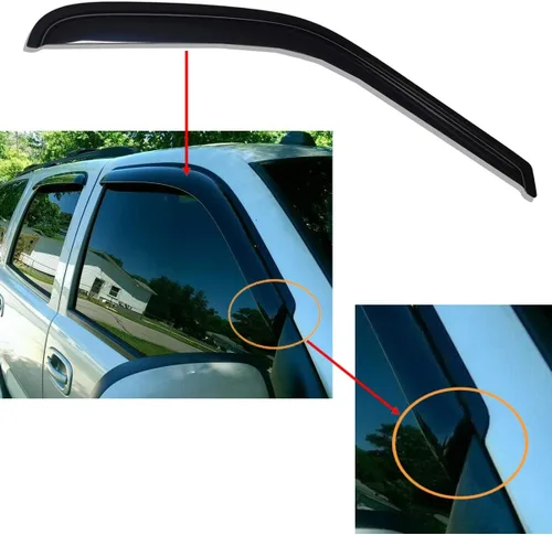 Vista 4 de Lightronic Visera de ventana con cinta adhesiva extra duradera, compatible con Chevrolet Tahoe 2000-2006 y GMC Yukon, Yukon Denali 2001-2006