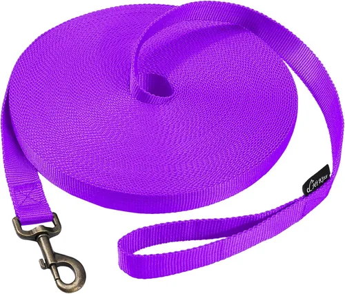 Vista 30 de Correa larga para perro para entrenamiento de 15 pies - Cuerda de nailon reflectante con gancho giratorio - Correa de agilidad de recuperación