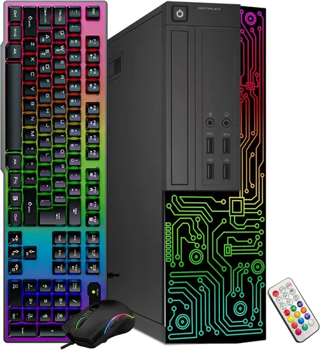 Vista 2 de Dell Computadora de escritorio Optiplex (SFF), Intel i5 de cuatro núcleos hasta 3.6 GHz, 16 GB de RAM, SSD de 512 GB, monitor de 24 pulgadas