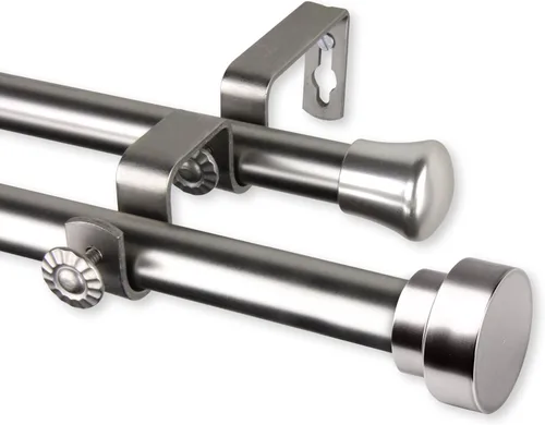 Vista 7 de Rod Desyne Topper 3/4 pulgadas de diámetro 28-48 "-Cocoa Juego de barra de cortina doble