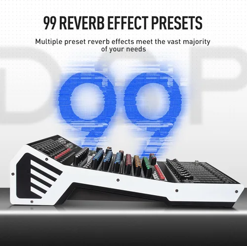 Vista 4 de Consola de mezclador de sonido profesional de 8 canales, 99 bits DSP, procesador digital de 99 bits, USB, Bluetooth, MP3 para entrada de grabación