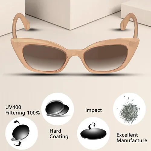 Vista 5 de Gafas de sol retro de moda TAC ojo de gato para mujer, montura rectangular TR90 gruesa gafas de sol polarizadas protección UV400
