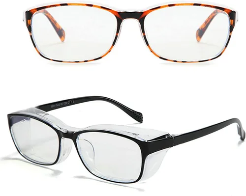 Vista 10 de Gafas de seguridad anti-niebla arañazos marco claro, 2021 nuevo TR90 gafas de bloqueo de luz azul 2 unidades-negro y azul