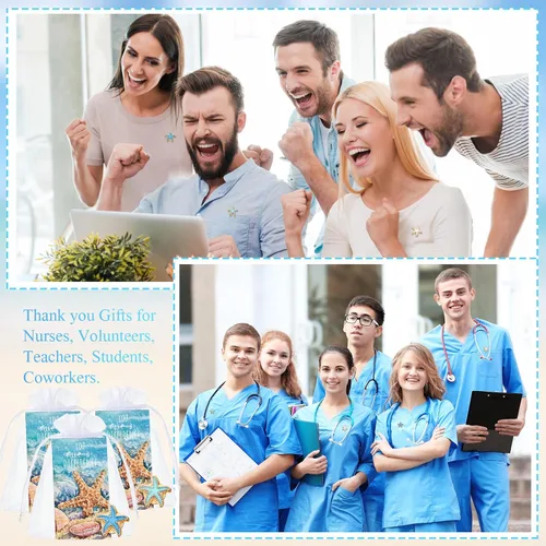 Vista 5 de Unittype 60 juegos de regalos de historia de estrellas de mar de agradecimiento, recuerdos de historias de estrellas de mar a granel, pines