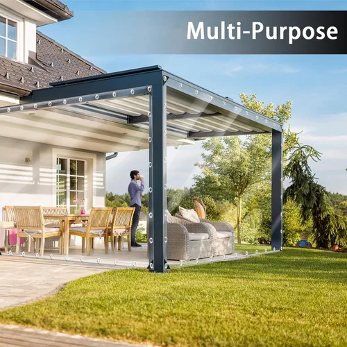 Vista 2 de Lona impermeable transparente de 3 x 6 pies, lona de PVC de 11.8 mil con ojales y brida para cables, cubierta resistente de servicio pesado al