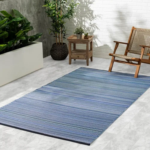 Vista 18 de Fab Habitat - Alfombra Ombre para exteriores, impermeable, resistente a la decoloración, sin arrugas, plástico reciclado prémium, a rayas, para Big
