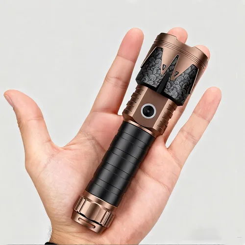 Vista 8 de SKYFIRE Linternas recargables de alto lúmenes con lente de ignición, linterna táctica súper brillante de 5000, con zoom, 6 modos, linterna