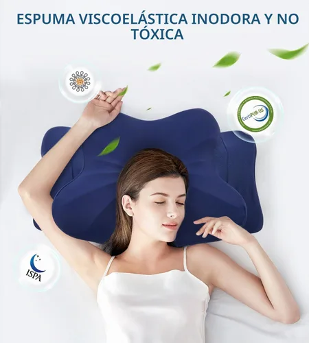 Vista 7 de Almohada cervical para aliviar el dolor de cuello, almohada ortopédica ergonómica de doble cara con funda de almohada de seda de hielo, almohada