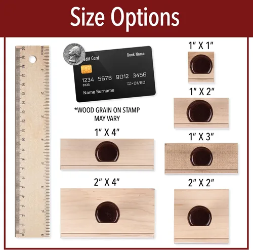 Vista 9 de Sello de mano de goma personalizado, mango de madera con logotipo personalizado, múltiples opciones de tamaño disponibles Sube tu propio logotipo