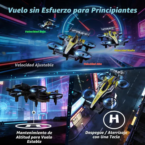Vista 6 de DEERC HT35 Mini dron 2 en 1 para niños Auto de control remoto, giros de 360°, vuelo circular, despegue/aterrizaje con una tecla, modo sin cabeza