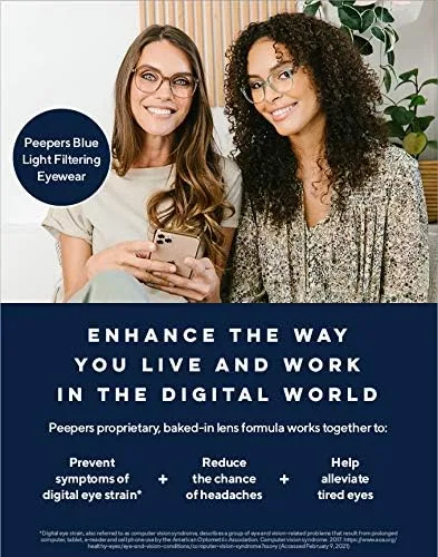 Vista 8 de Peepers by PeeperSpecs Women's Grandview Square Blue Light Blocking Reading Glasses