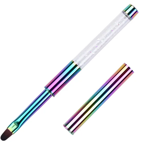 1 Uds. Oval UV Builder Gel Nail Brush Rhinestone Mango Profesional Nail Art Tool para Polygel Hard Gel