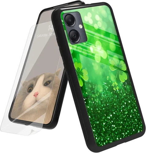 Vista 36 de Funda para Samsung Galaxy A12 5G con protector de pantalla, parte trasera de vidrio templado + TPU de silicona suave que absorbe los golpes