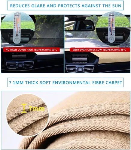 Vista 3 de Protector para tablero de automóvil Compatible con Toyota Sienna 2004 2005 2006 2007 2008 2009 2010 (Beige)