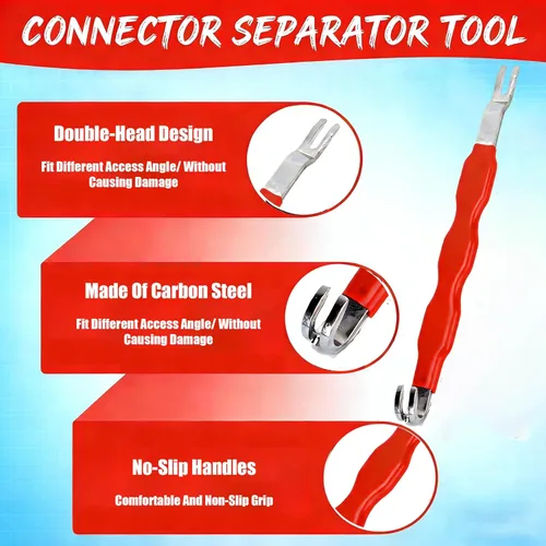 Vista 3 de Herramienta separadora de conector de terminal eléctrico automotriz, removedor universal de terminales de cable para vehículos (1 unidad (rojo))