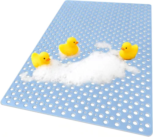 Yonala - Tapete de ducha extra grande de 47 x 32 pulgadas, antideslizante, para ducha interior, tapete de ducha de TPE suave con ventosas y agujeros