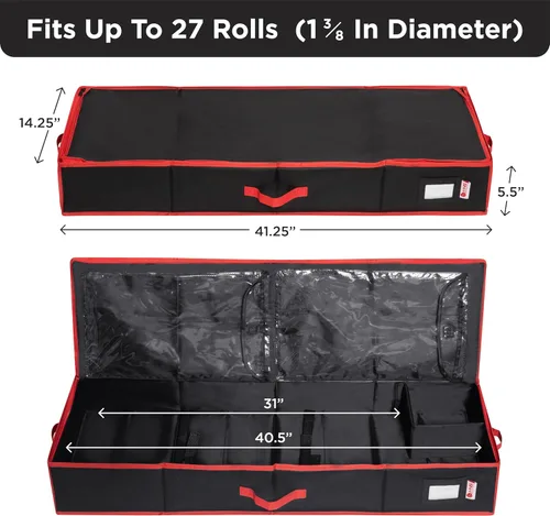 Vista 3 de HOLDN' STORAGE Contenedor de almacenamiento de papel de regalo de alta calidad, duradero 600D a prueba de desgarros, se adapta a 27 rollos de papel