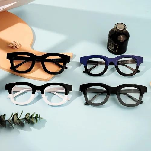 Vista 3 de Zeelool Gafas clásicas redondas con bloqueo de luz azul para hombre ZJGA612958-01 Negro