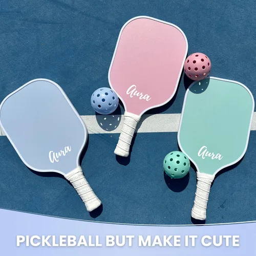Vista 5 de Cute Pink Pickleball Paddle Fiberglass Surface Pickleball Racket with Comfort Cushion Grip Single Racket, Set of 2 Pink Pickleball Paddle, 2