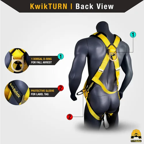 Vista 2 de KwikSafety - Charlotte, NC - MONSOON Safety Harness [4 HEAVY DUTY D-RINGS] ANSI OSHA Safety Harness Fall Protection Kit