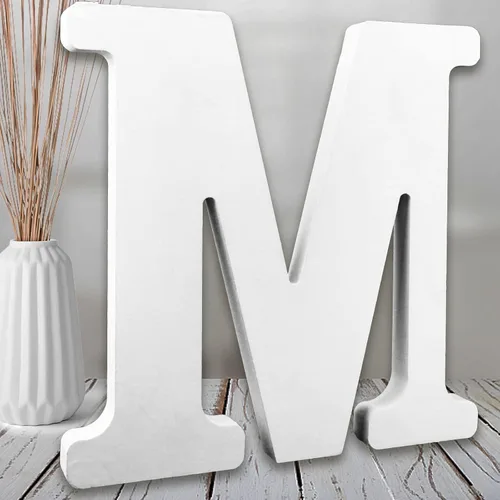 Vista 28 de AOCEAN Letras de madera blanca de 8 pulgadas, letras de madera sin terminar para pared, letras decorativas de pie en rodajas, decoración de tablero