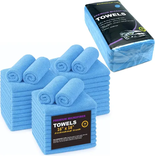 Vista 14 de Toallas de limpieza de microfibra negras, paquete de 36 paños de felpa ultra suave de doble cara, paños de limpieza de microfibra de calidad Negro