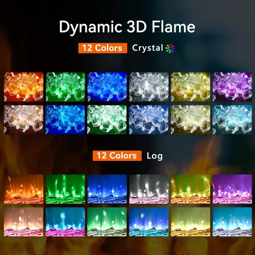 Vista 3 de EUHOMY - Chimenea eléctrica de 36 pulgadas para empotrar y colocar en la pared con color de llama ajustable, calentador de chimenea con control