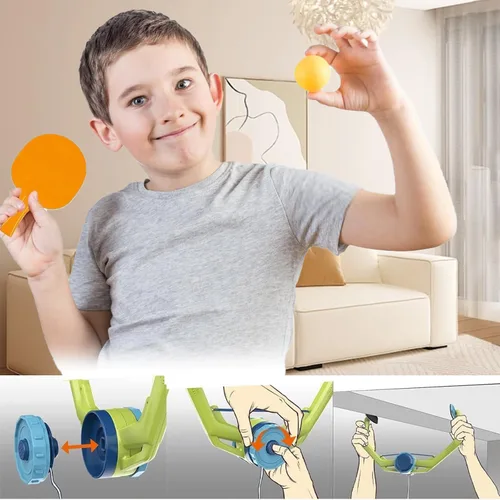 Vista 4 de Juego de Ping Pong para Puerta Sobre la Puerta, Juego de Ping Pong Ajustable para Entrada, Conjunto Portátil de Entrenador de Tenis de Mesa