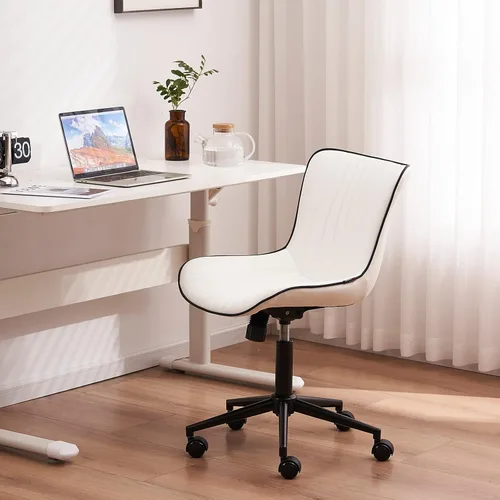 Vista 100 de YOUNIKE Silla de oficina, silla de escritorio sin brazos con ruedas, sillas giratorias ajustables para computadora de oficina en casa, silla