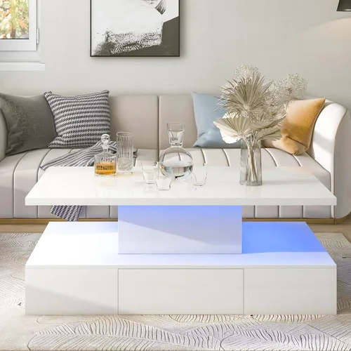 Vista 81 de Mesa auxiliar elevable, mesa auxiliar multifuncional con estantes abiertos, mesa de comedor moderna para sala de estar, oficina en casa (negro #004)