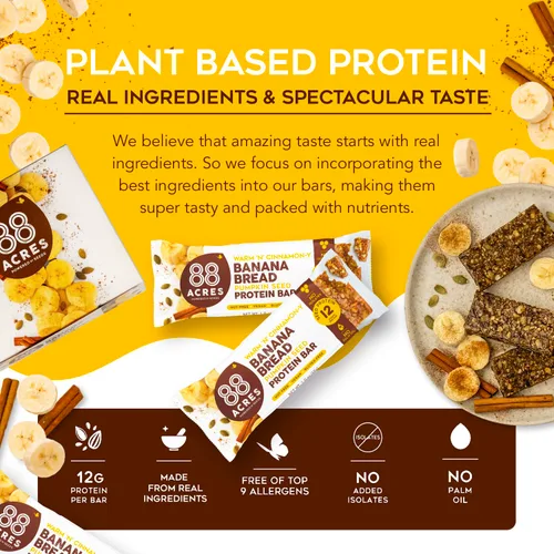 Vista 3 de 88 Acres Banana Bread - Barra de semillas de proteína de 9 unidades, 1.9 onzas