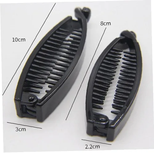 Vista 5 de 2 horquillas de plátano para mujer, pinzas de plástico para el cabello de plástico con ondas negras, accesorios para el cabello para dama