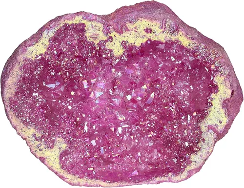 Vista 18 de TUMBEELLUWA Decoración de piedra de geoda de cristal con revestimiento de titanio irregular, espécimen de racimo de roca de arco iris natural