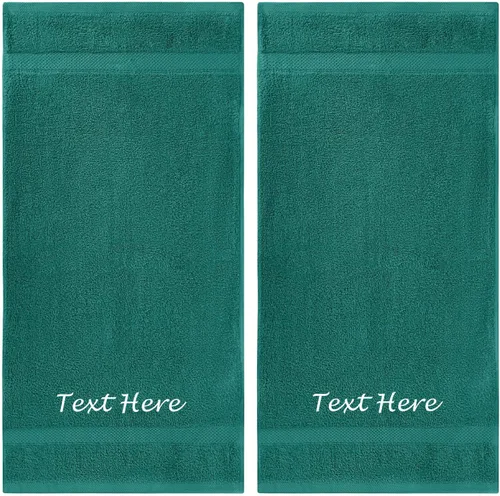 Vista 90 de Juego de Toallas Personalizadas con Texto Bordado - Paquete de 2 Sábanas de Baño de Algodón Turco Altamente Absorbentes y Súper Suaves para Spa