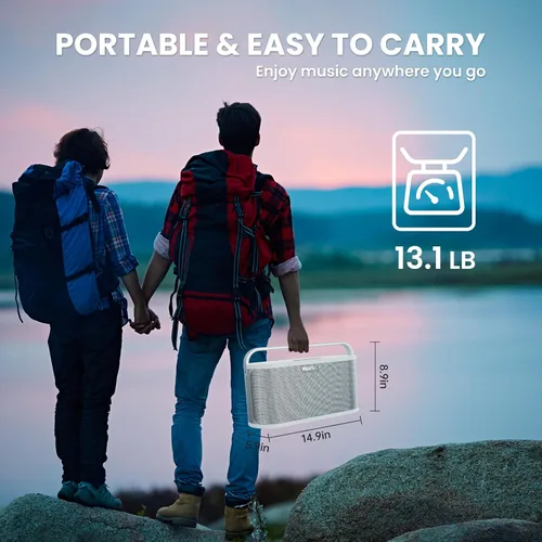 Vista 7 de RHM Máquina de karaoke K888 con sonidos potentes y claros, 2 micrófonos inalámbricos y ajuste de eco, agudos y bajos, 8 horas de reproducción