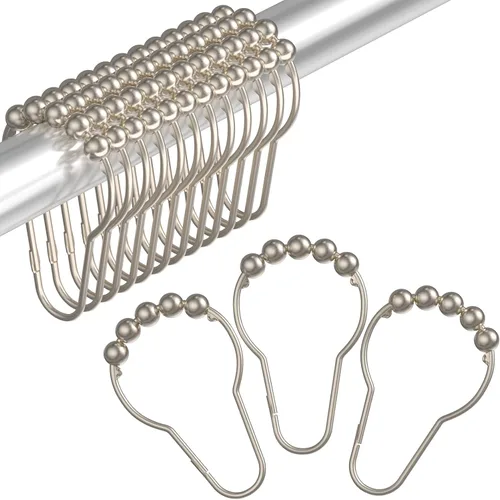 Vista 112 de Amazer - Juego de 12 ganchos decorativos para cortina de ducha de acero inoxidable para barras de cortinas de baño, blanco acrílico