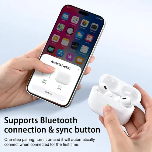 Vista 2 de Funda de carga inalámbrica de repuesto compatible con AirPod Pro de 1ª y 2ª generación, funda de cargador Air Pod Pro 1 2 con botón